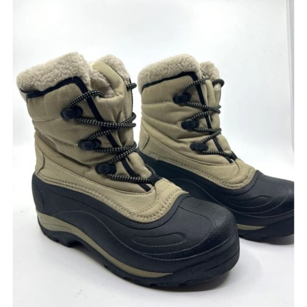 Columbia Cascadian Trinity Snow Boots Women 6 Tan Black Good Waterproof Sherpa